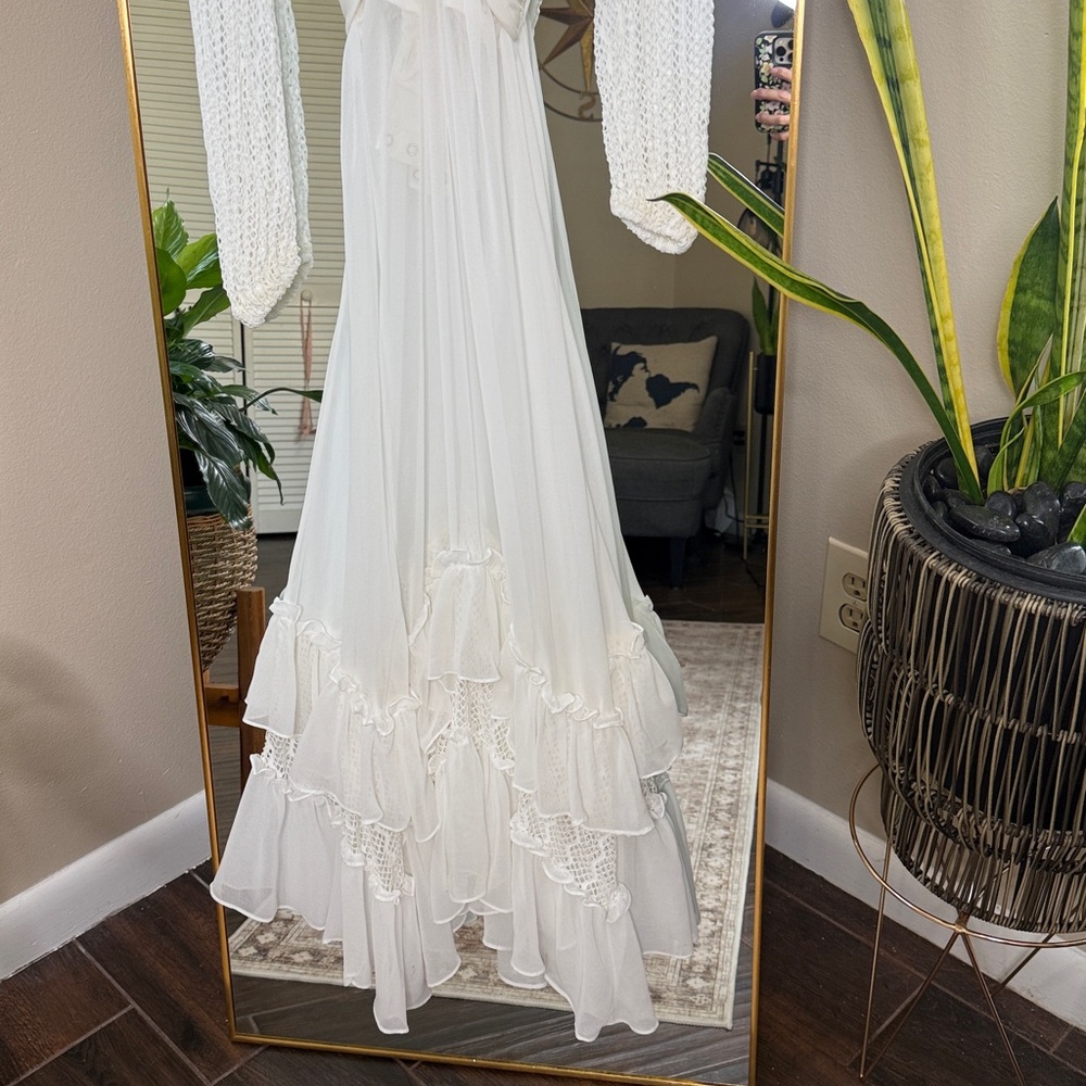 PATBO Plunge Lace Sleeve Maxi Dress in White NWOT - Picture 8 of 11